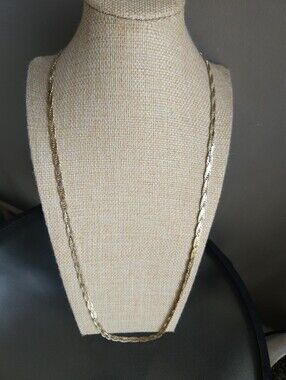 Vintage Gold Herringbone Flat Snake Chain Necklace | Liquid Gold Aesthetic
